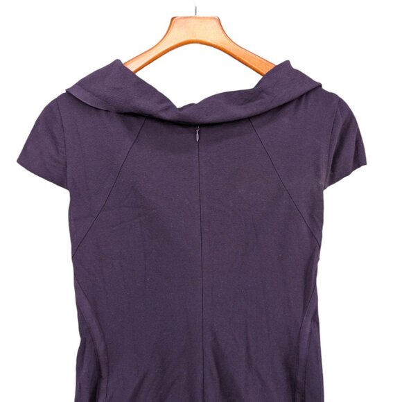 Donna Karan Sheath Dress Purple Short Sleeve Wool Blend Knee Length Size 6 - Picture 4 of 13